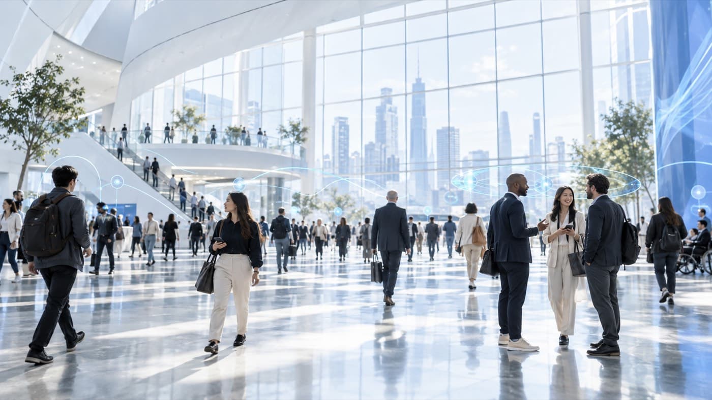People moving through a customer environment supported by real-time intelligence